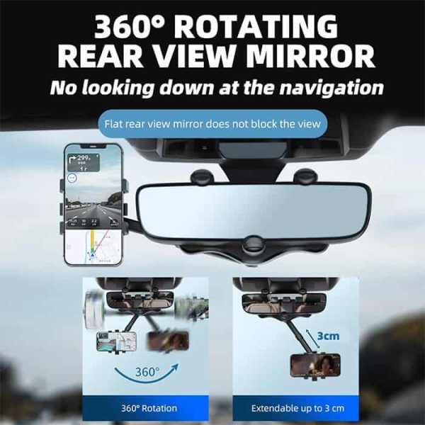 Držiak telefónu na spätné zrkadlo - 360°, RotatableCarHolder