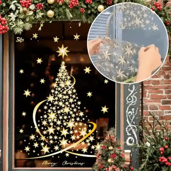 GoldenTree, vianočné nálepky na okno v zlatej farbe (2 ks)